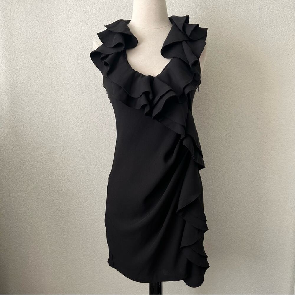 Anthropologie Eva Franco Cecile Vesper ruffle neck cocktail little black dress